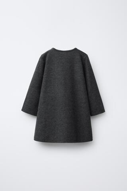 ZARA ПЛАТЬЕ SOFT TOUCH С ВЫШИТОЙ НАДПИСЬЮ, АНТРАЦИТОВО-СЕРЫЙ