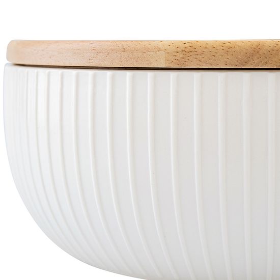 Салатник с крышкой из каучукового дерева soft ripples, dual glazing, D22 см