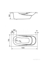 Акриловая ванна Santek Касабланка М 150х70 прямоугольная белая 1WH501530