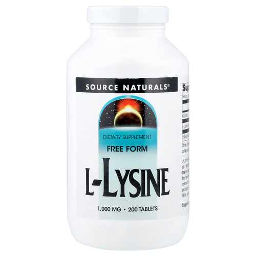Source Naturals, L-лизин, 1000 мг, 200 таблеток