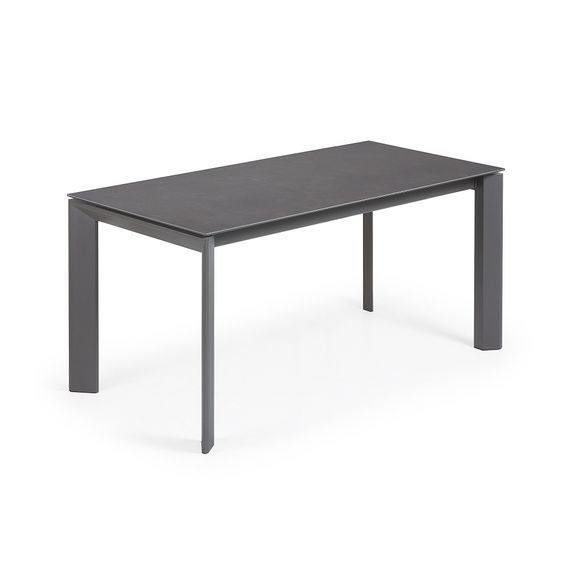 Раздвижной стол Axis 160-220x90 см, черная керамика, черный каркас