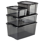 Ящик для хранения с замками КИП 11 л 375x285x160 чёрный прозрачный