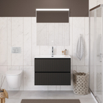 Тумба с раковиной подвесная BelBagno UNO-800-2C-SO-GSO Темно-Серый матовый, раковина белая BB-8099-80