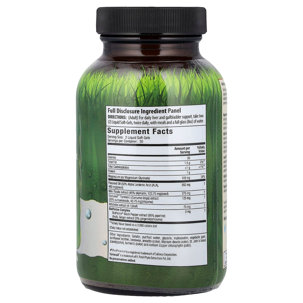 Irwin Naturals, магний для улучшенного усвоения, расторопша и куркума, 60 капсул с жидкостью