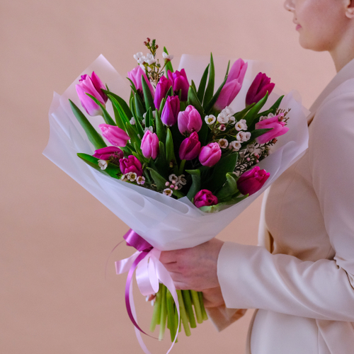 Купить Букет тюльпанов "Малинка"