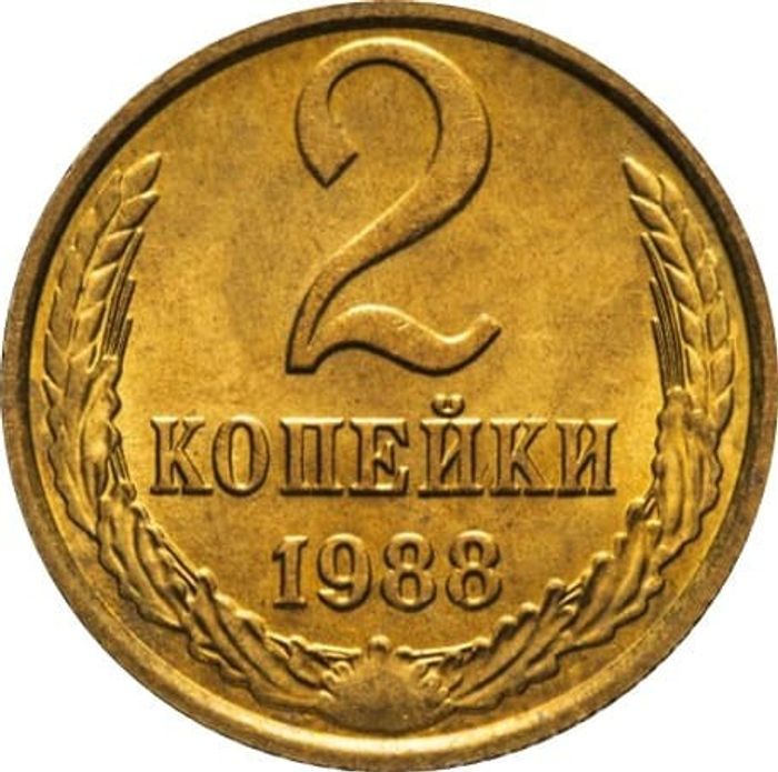 2 копейки 1988 Штемпельный блеск