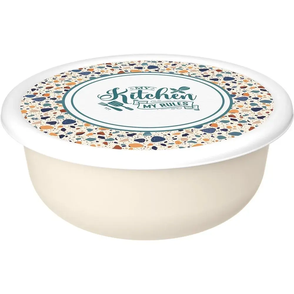 Миска Modena 3,2л с крышкой с декором Терраццо, Светло-бежевый