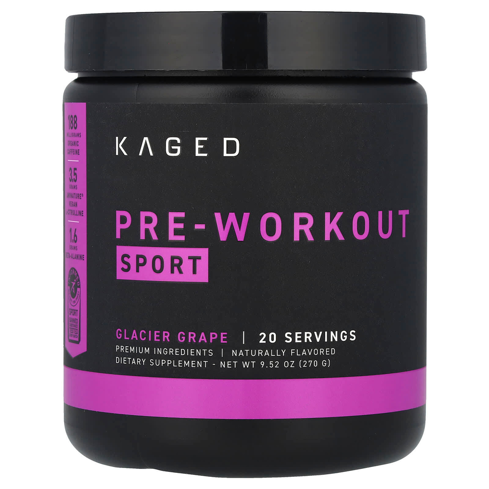 Kaged, Pre-Workout Sport, предтренировочный комплекс, виноград во льду, 270 г (9,52 унции)