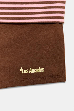 ZARA МИНИ-ШОРТЫ В ПОЛОСКУ, КОРИЧНЕВЫЙ