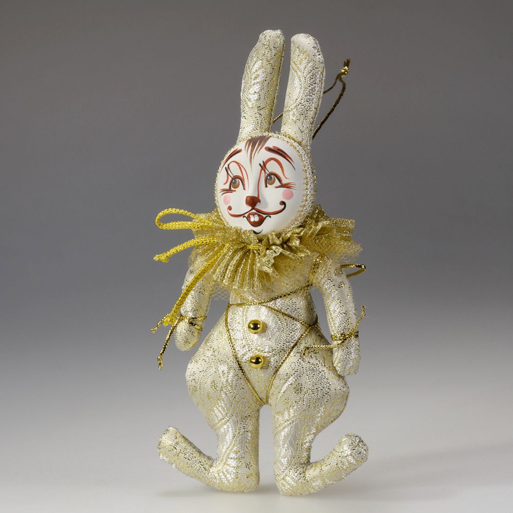 Ёлочная игрушка Кролик с двойным воротником
