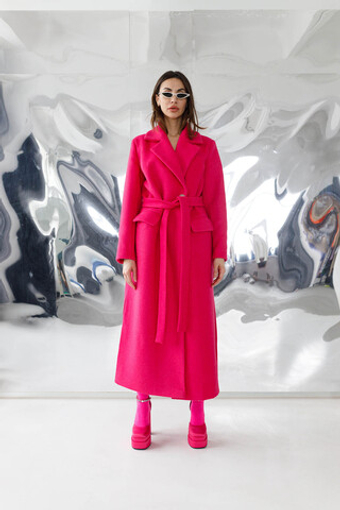 Пальто прямого кроя из шерсти длины макси