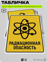Табличка для обеспечения безопасности "Радиационная опасность", для производства, предприятия, организаций, 40х30 см, Silver Plane x Айдентика Технолоджи