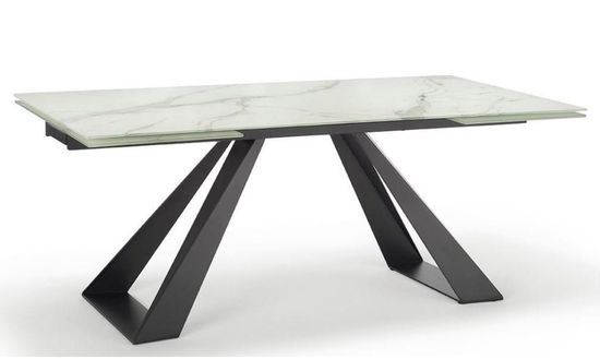 Стол FONDI 180 MARBLES KL-99 Белый мрамор матовый, итальянская керамика/ черный каркас