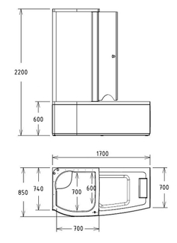 Акриловая ванна Gemy G8040 C L