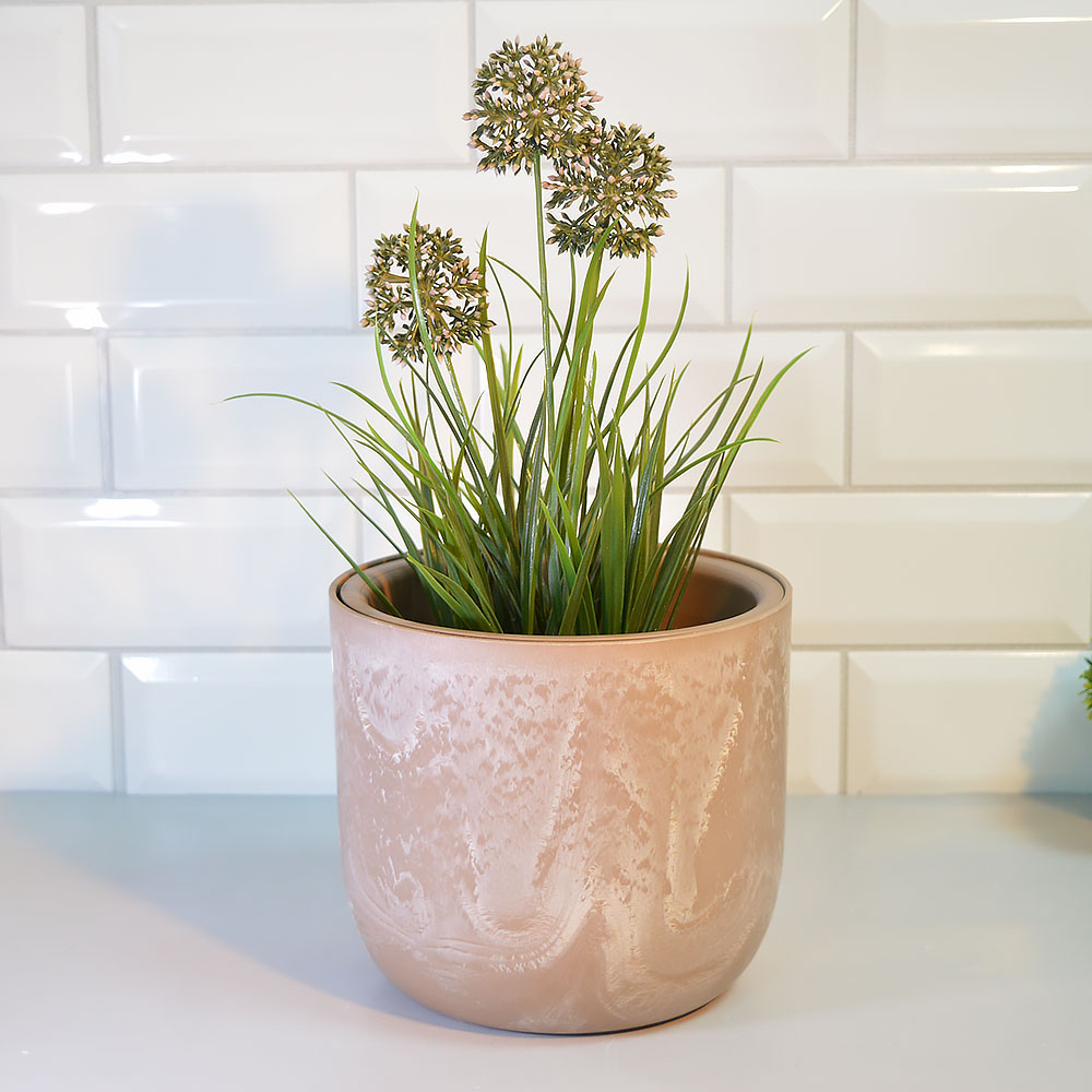 Кашпо Микрит 1,9л d180мм со вставкой, бежевый слайн