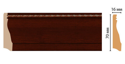 Плинтус напольный дюрополимер под дерево D193-52 70×16×2400 мм DecoMaster