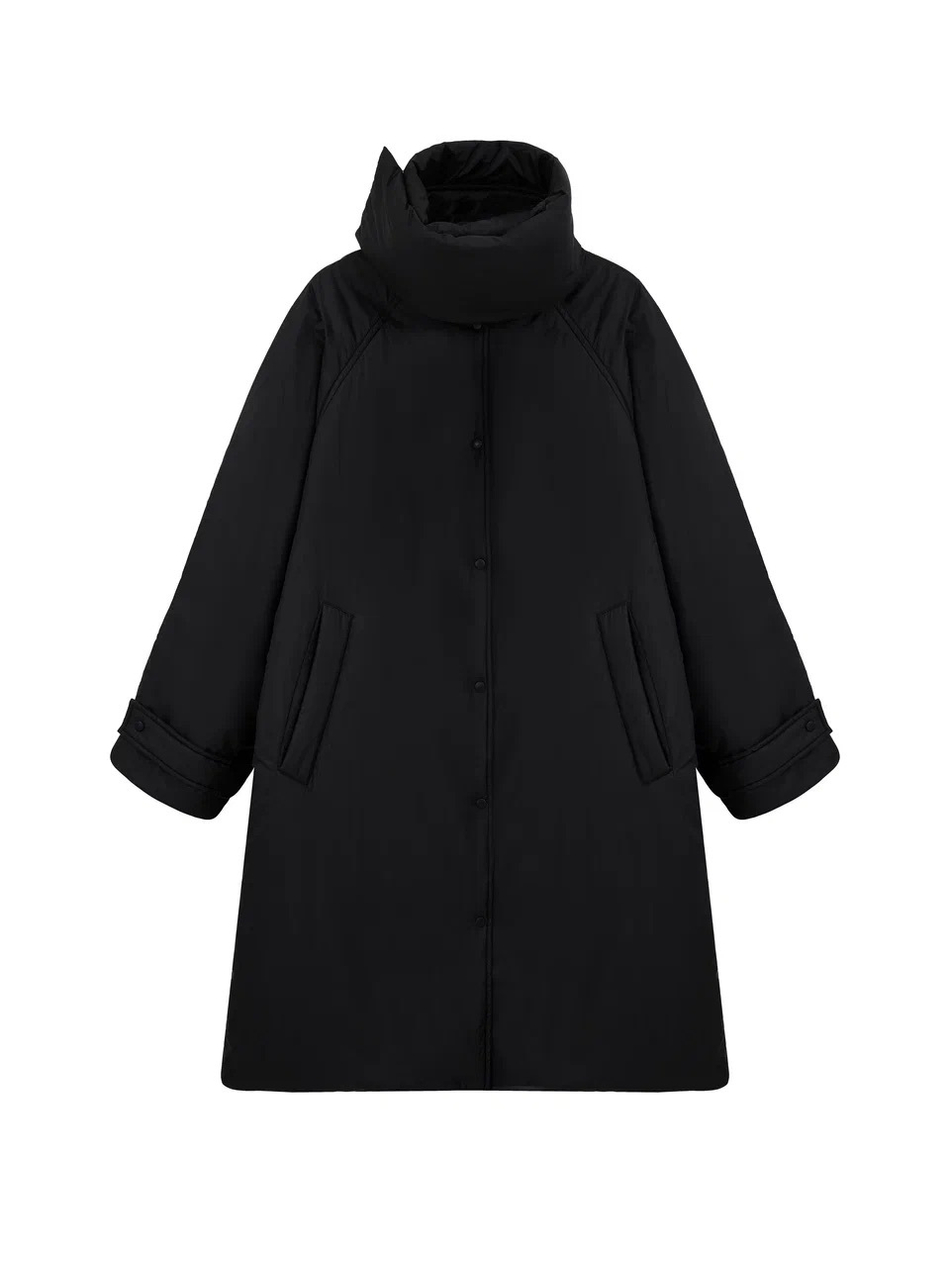 Утепленное пальто со съемным шарфом