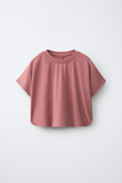 ZARA СПОРТИВНАЯ ФУТБОЛКА СВОБОДНОГО КРОЯ, ПУДРОВО-РОЗОВЫЙ