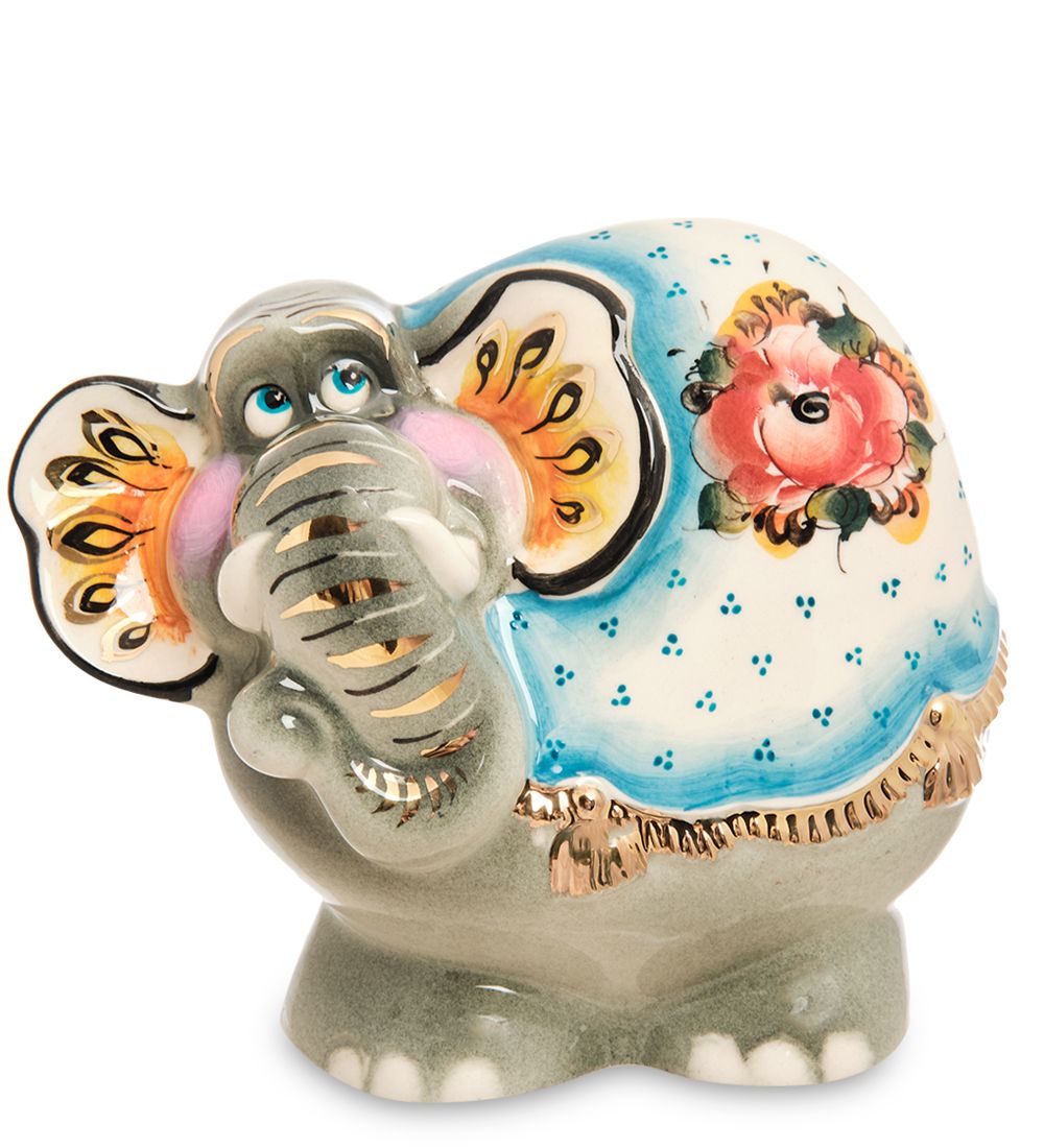 ГЛ- 666/2 Фигурка «Слон» цв. Золото (Гжельский фарфор)