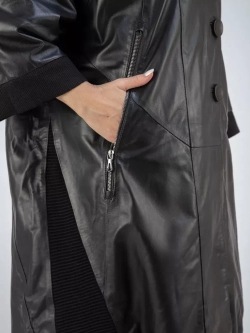 Кожаный плащ длинный пальто оверсайз