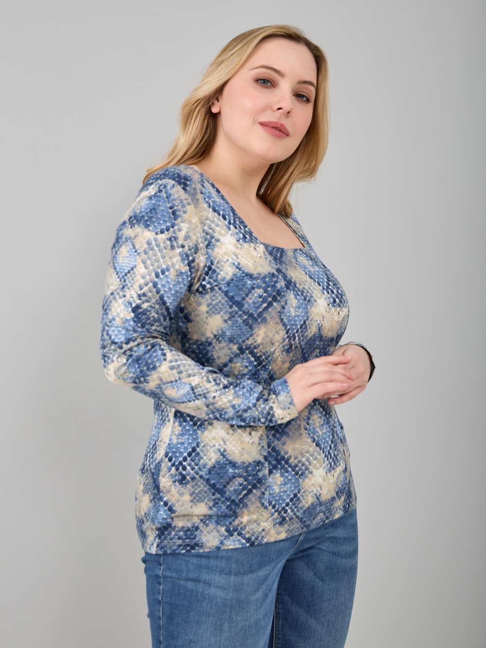 Лонгслив ЛНл-001/голубой-питон