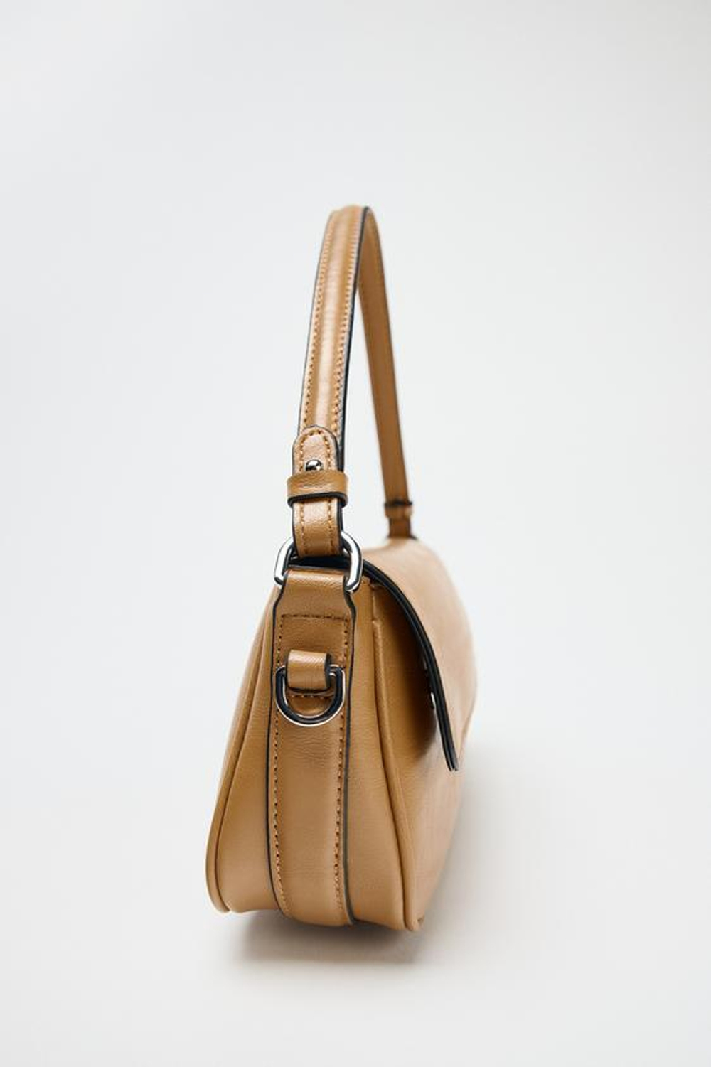 ZARA СУМКА С ДВУМЯ РУЧКАМИ, РЫЖЕВАТО-КОРИЧНЕВЫЙ