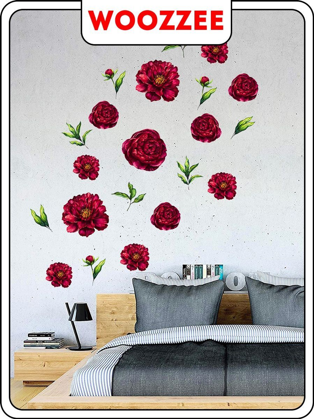 Наклейка декоративная "Пионы бордовые"