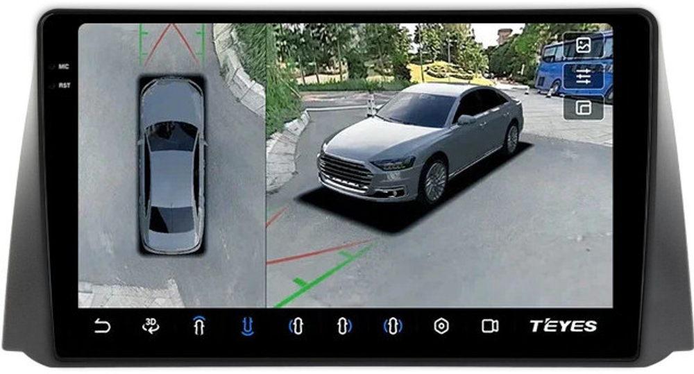 Магнитола для УАЗ Патриот Пикап Профи 2016+ (рамка тип 2) - Teyes CC3-2K-360 монитор 9.5" 2K QLED на Android 10, 6Гб+128Гб, CarPlay, 4G SIM-слот, 4 камеры в комплекте