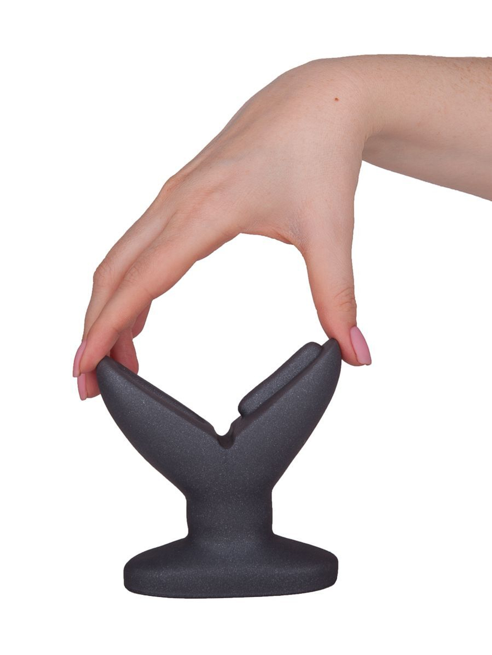 Анально-вагинальный плаг A Blooming tulip - 11 см. (Цвет: черный)