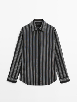 Massimo Dutti Струящаяся рубашка в полоску, черный
