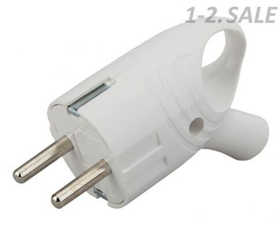 Вилка с заземлением, угловая с кольцом 16А белая Vx4-W ЭРА Б0039676, 1 шт.