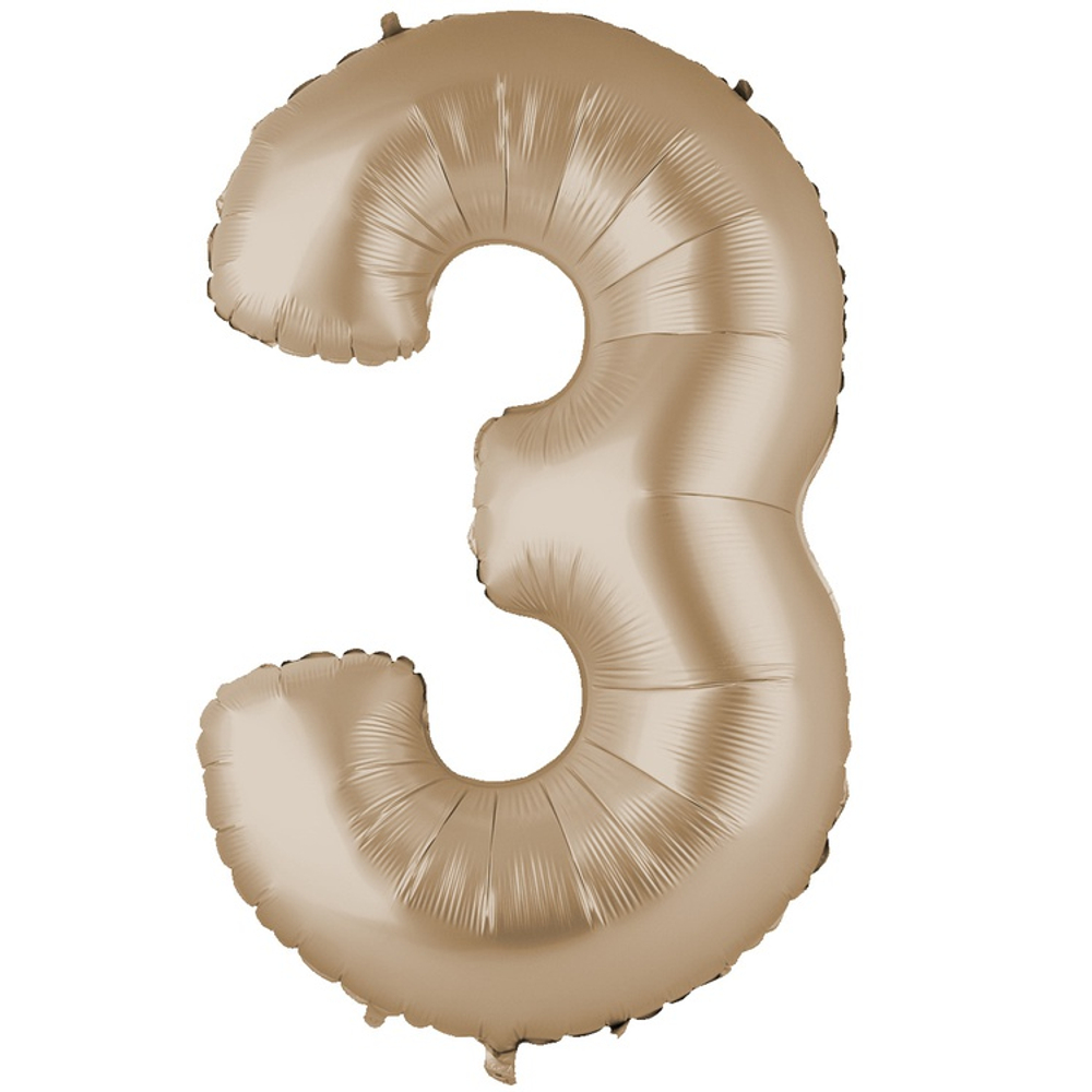 Шар фольгированный Цифра 3 101 см (Бежевый)