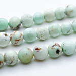 Хризопраз в породе матовый (сорт Б), диаметр 9-9,7 мм, цена за 20 шт (1/2 нити)