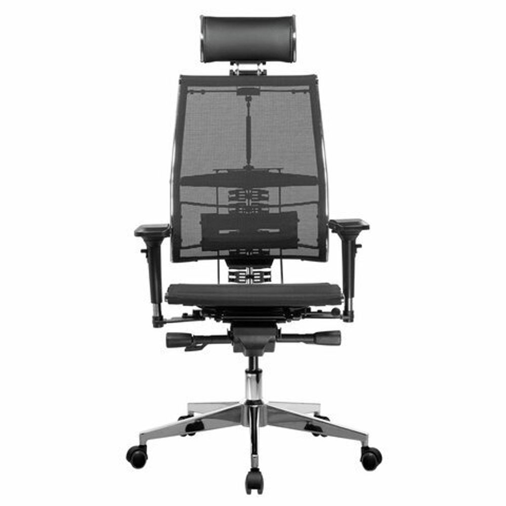 Кресло МЕТТА "YOGA" Y 4DF B2-5D, адаптивная спинка, 3D-подголовник, сверхпрочная сетка, черное