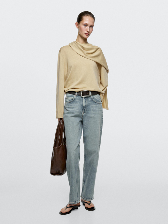 Massimo Dutti Джинсы прямого кроя со средней посадкой, светло-голубой