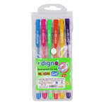 Ручка гелевая, Digno, цветные чернила, серия "Selfy", неоновая, 6 шт