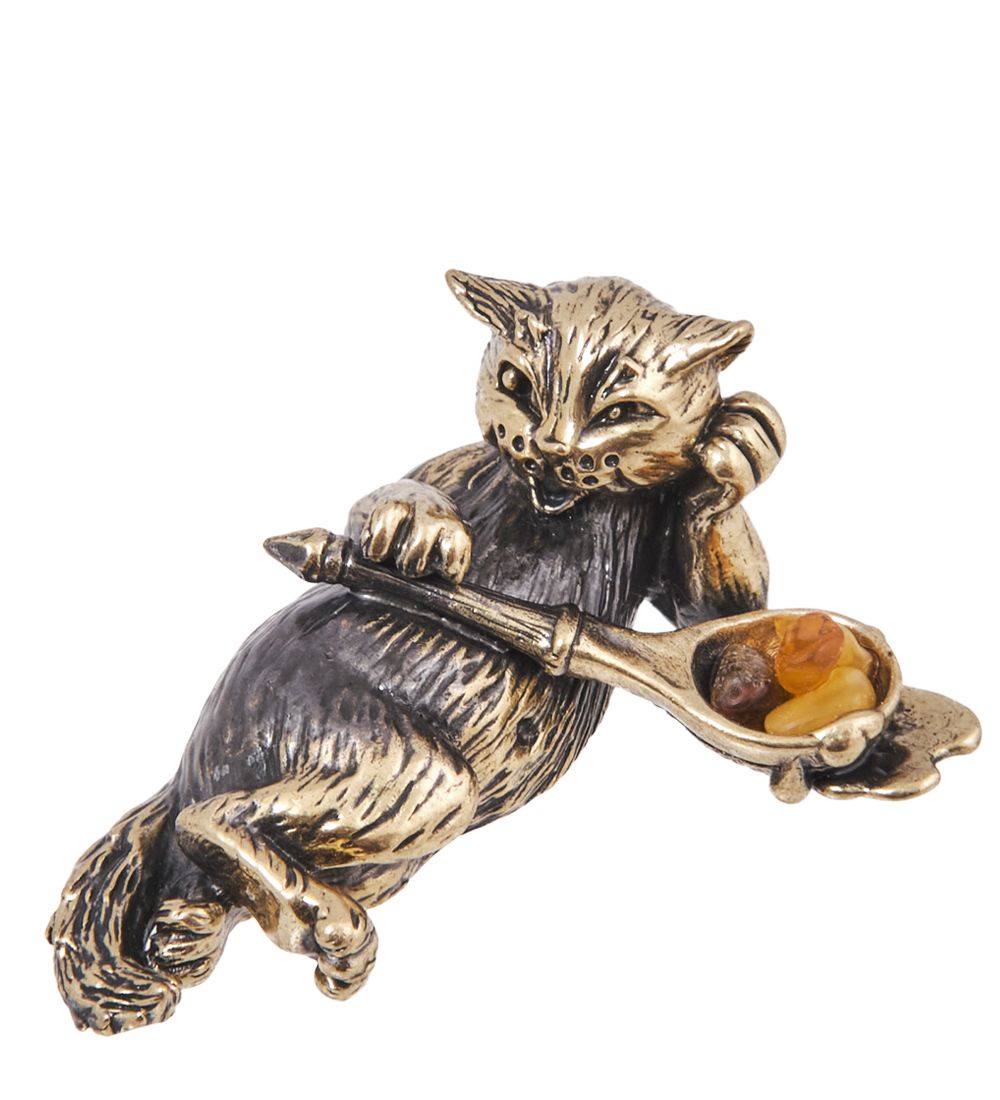 Народные промыслы AM-4134 Фигурка «Кот без забот» (латунь, янтарь)