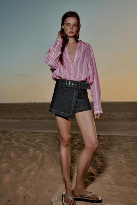 ZARA ЮБКА-ШОРТЫ Z1975 С ЗАПАХОМ И РЕМНЕМ, СИНИЙ