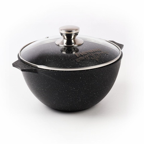 Казан алюминий, антиприг, 4 л, Гранит black, с крыш, Мечта, 54 802