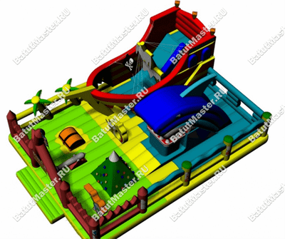 Большой надувной батут "Говорящая акула" 14*10*6 м
