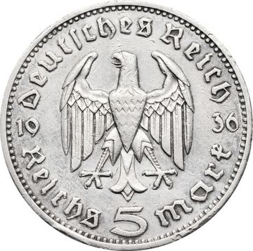 5 рейхсмарок 1936 Германия (Третий Рейх) "G", Орел без свастики (Гинденбург)