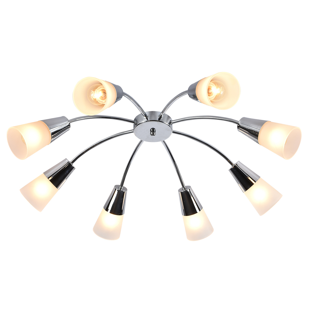 Потолочный светильник 8х40Вт E14, металл/стекло, хром