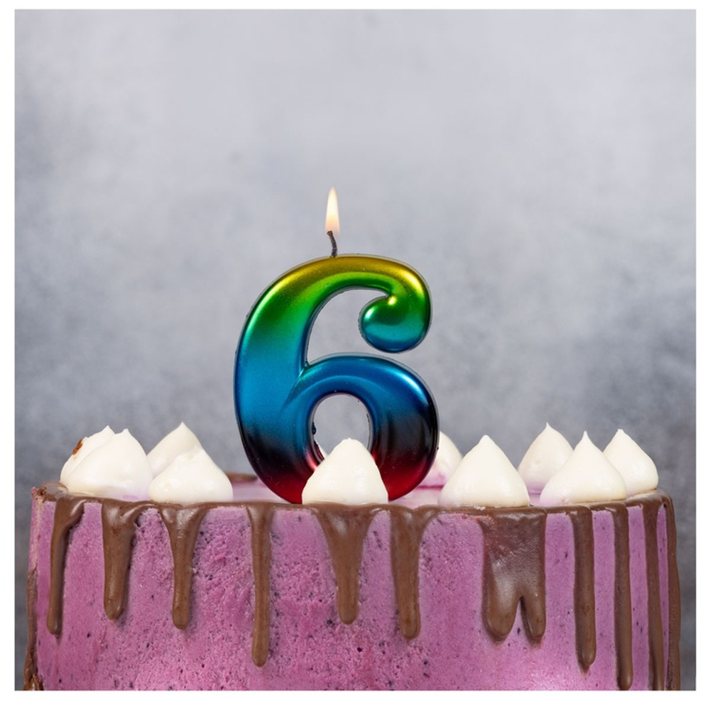 Свечи-цифры Радуга 8 см
