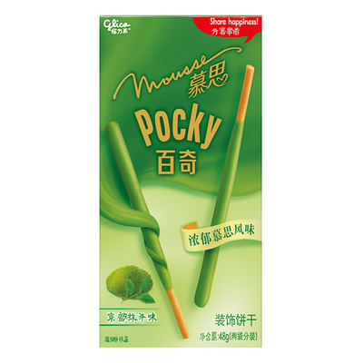 Бисквитные палочки Glico Pocky со вкусом мусса из зелёного чая, 48 г