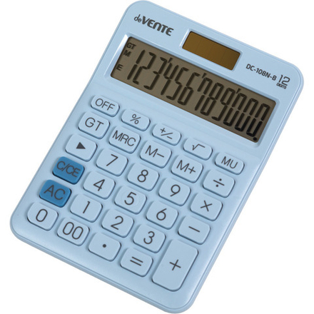 Калькулятор  12 разр. deVENTE"  настольный, пастельный голубой DC-108N-B