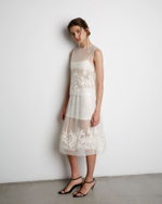 Юбка из шелка с вышивкой молочный