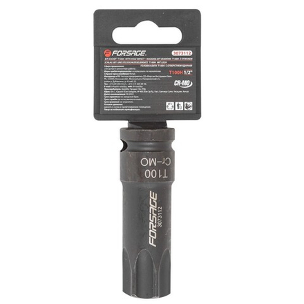 Головка -бита 1/2" TORX ударная Т100Н на пластиковом держателе ROCKFORCE RF-3073112