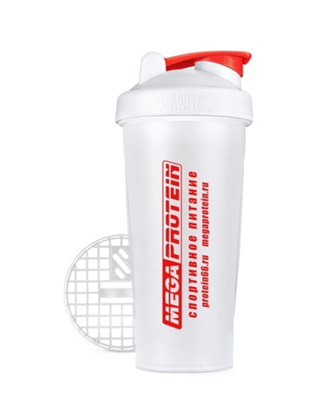 Шейкер 600мл белый (MegaProtein)
