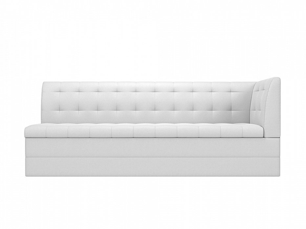 Диван кухонный прямой Бриз с углом справа, Белый, Экокожа, 100387