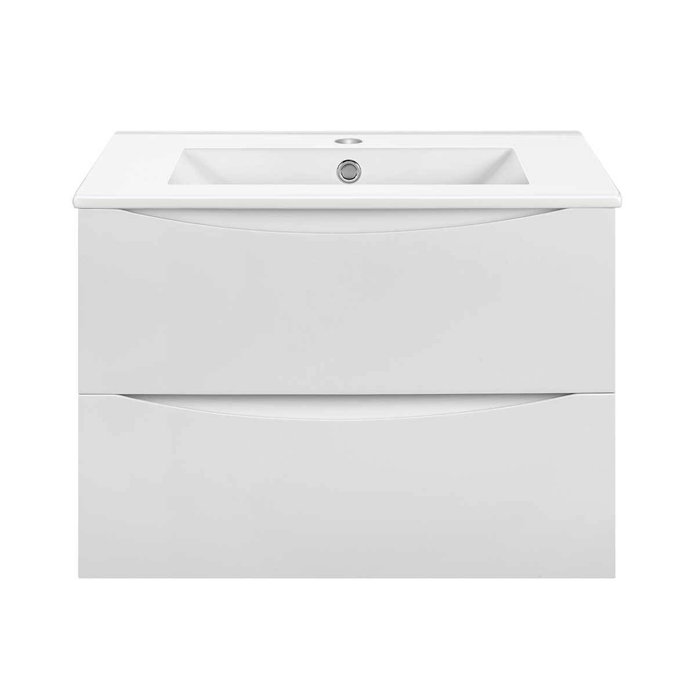 Тумба под раковину Vincea Mia Slim 600 подвесная, 2 выкатных ящика soft close, G.White